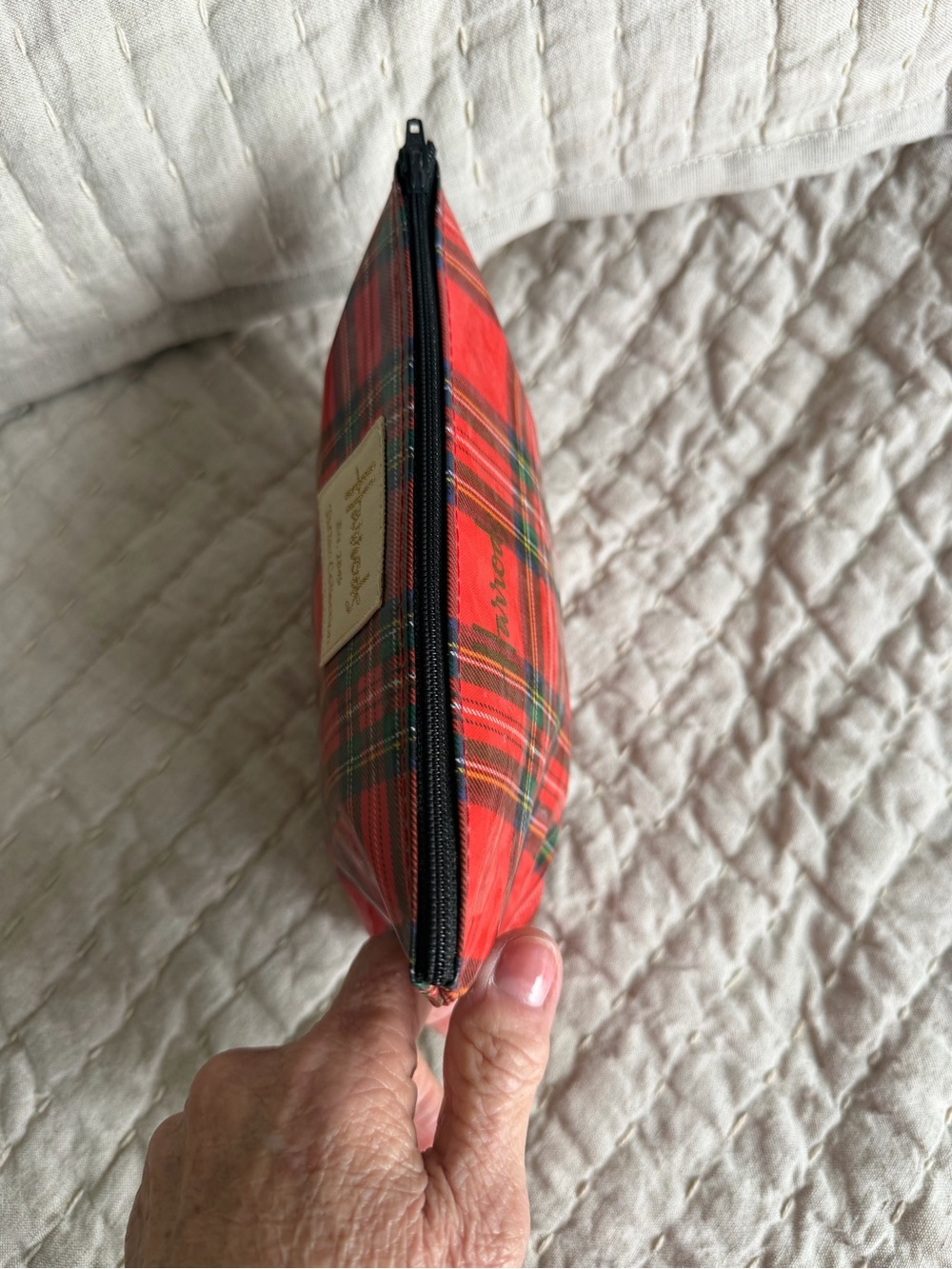 Harrods Iconic Red Tartan Collection Cosmetic Pouch - Picture 4 of 4